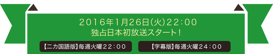 海外ドラマ専門チャンネル　スーパー！ドラマＴＶにて2016年1月26日(火)22:00独占日本初放送スタート！【二カ国語版】毎週火曜22:00　【字幕版】毎週火曜24:00